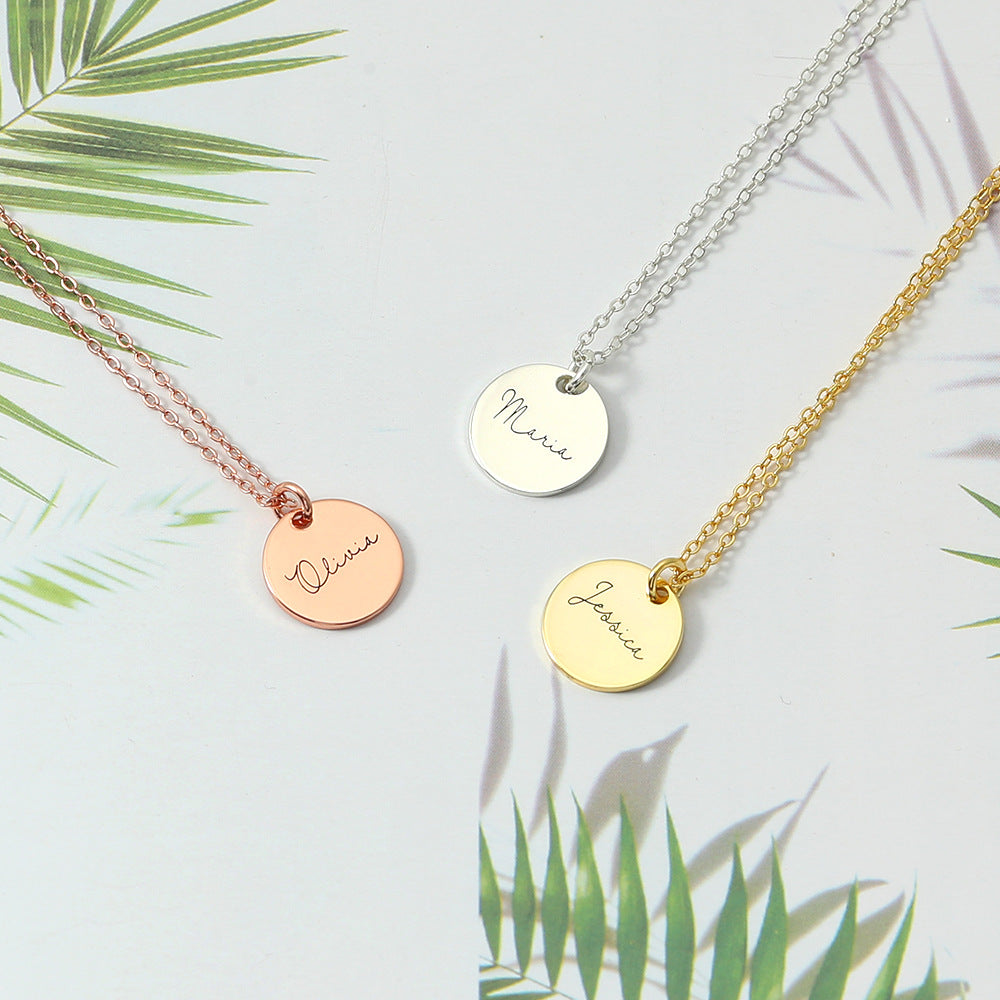 Noble and exquisite Round Plate Customized name Necklace