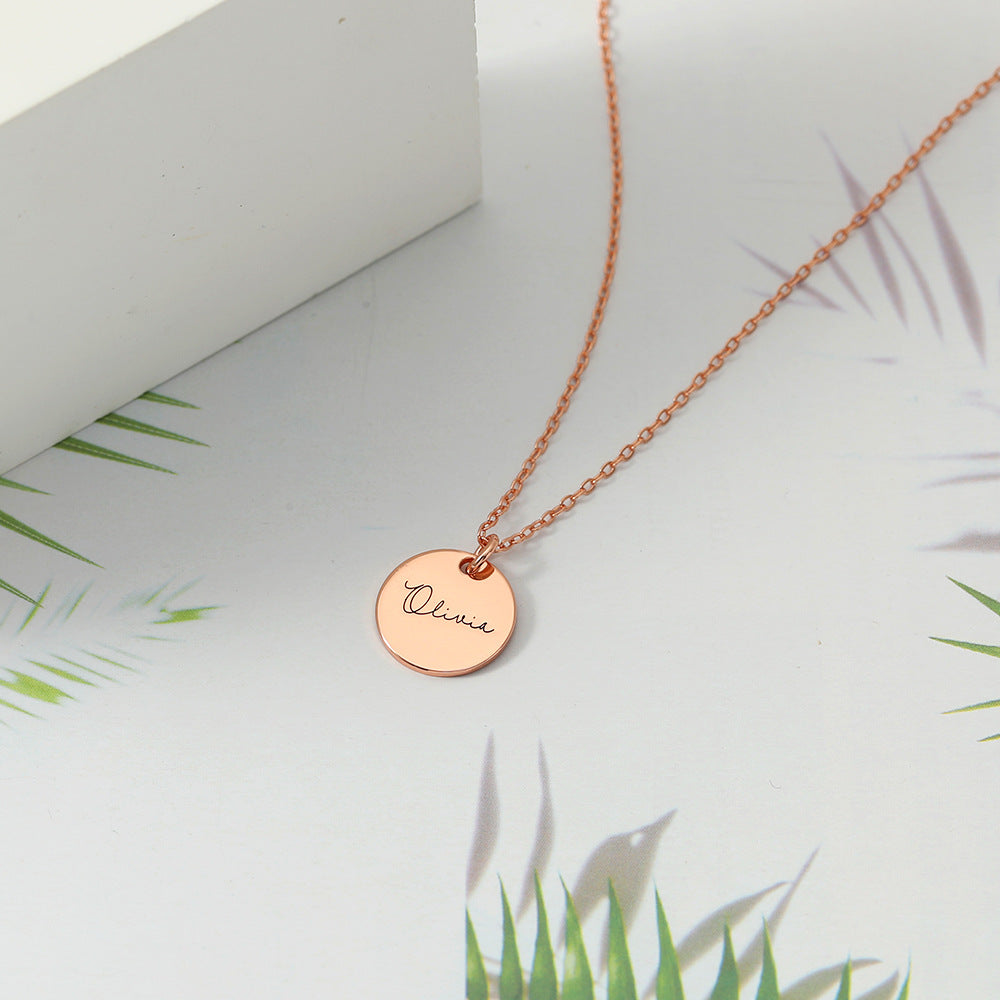 Noble and exquisite Round Plate Customized name Necklace
