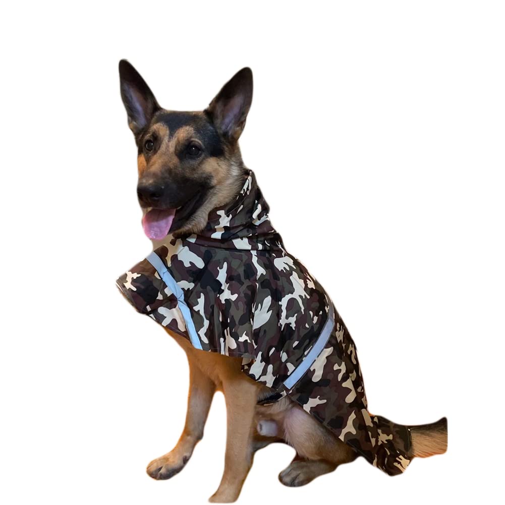Dog Raincoat Adjustable - Pet Dinosaurs Water Proof Clothes Lightweight Rain Jacket Poncho Hoodies with Strip Reflective Blue
