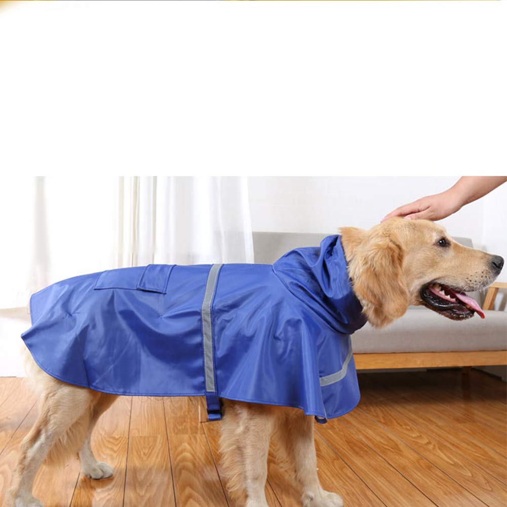 Dog Raincoat Adjustable - Pet Dinosaurs Water Proof Clothes Lightweight Rain Jacket Poncho Hoodies with Strip Reflective Blue