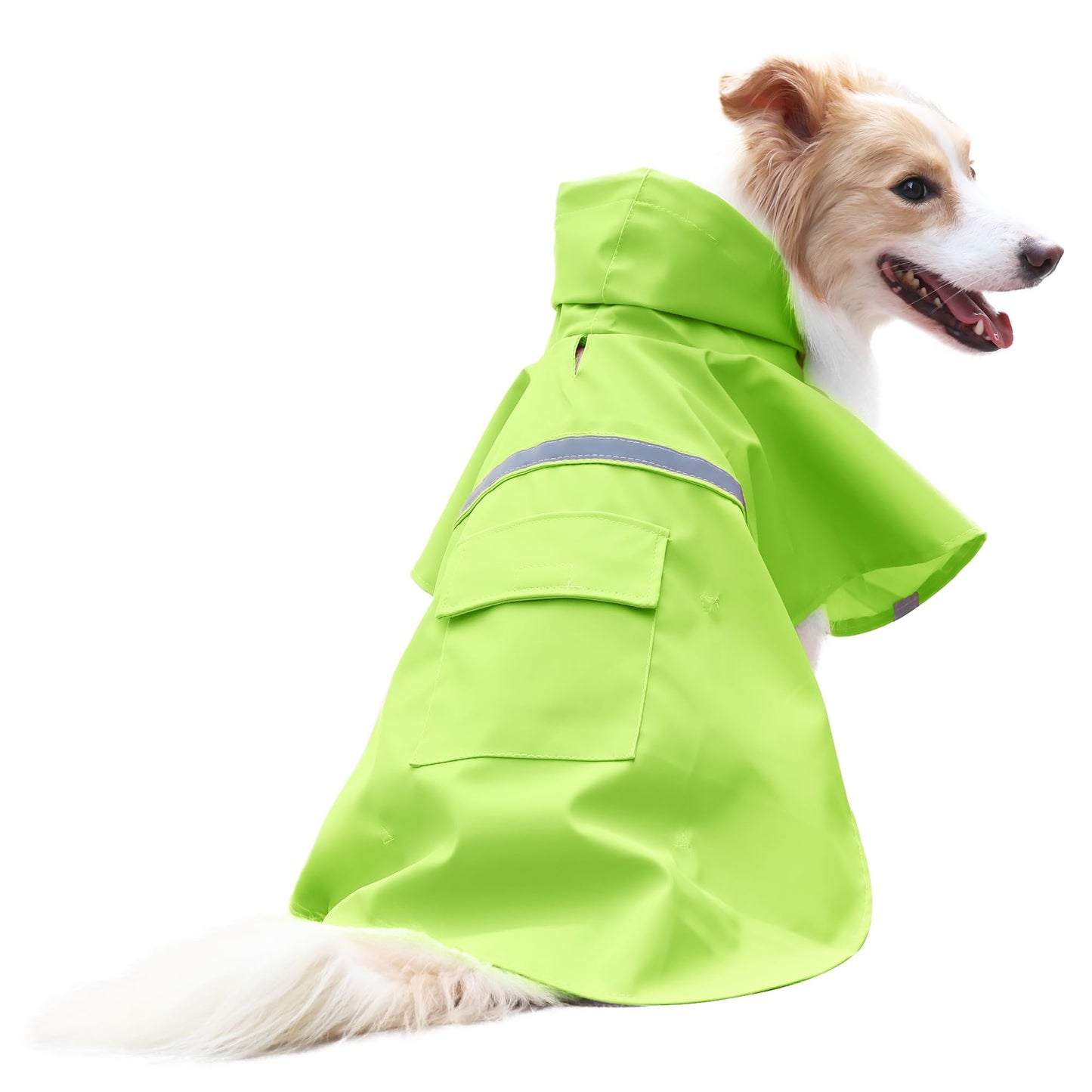 Dog Raincoat Adjustable - Pet Dinosaurs Water Proof Clothes Lightweight Rain Jacket Poncho Hoodies with Strip Reflective Blue
