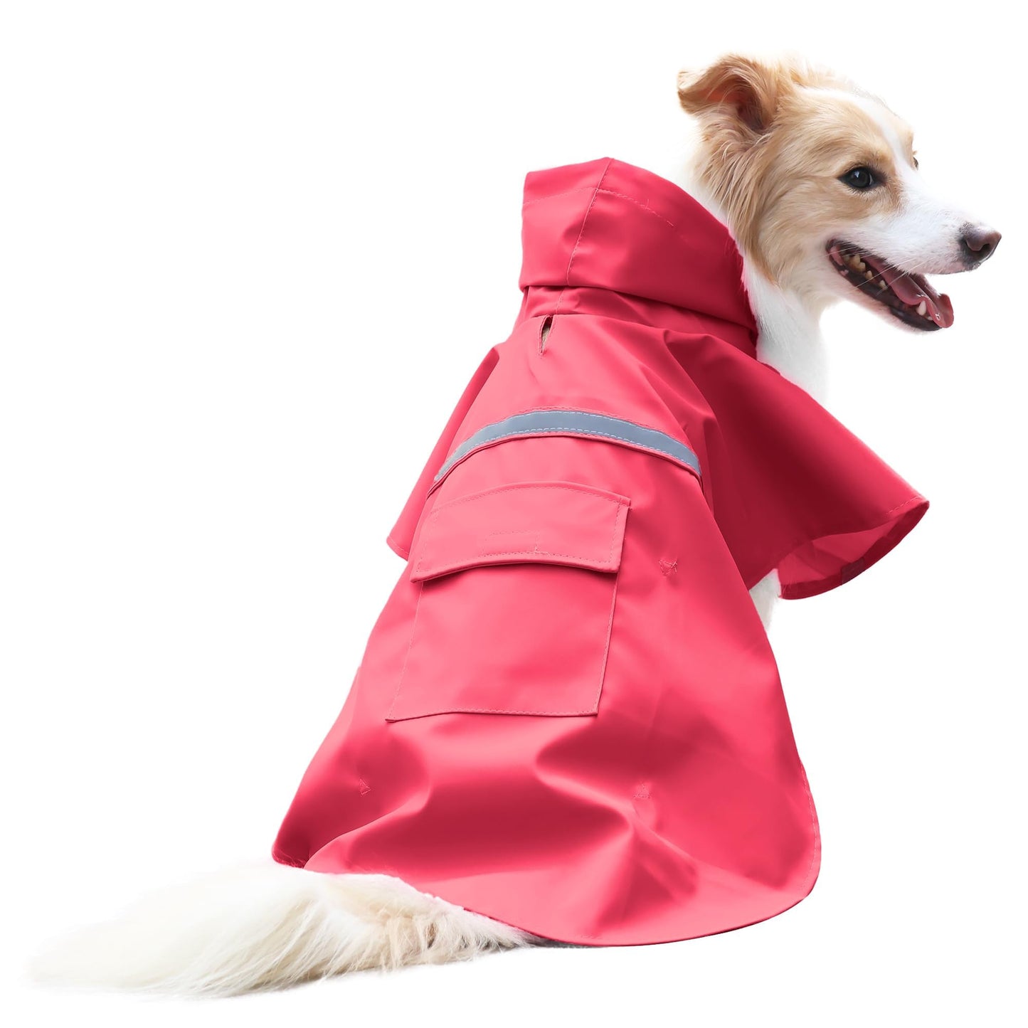 Dog Raincoat Adjustable - Pet Dinosaurs Water Proof Clothes Lightweight Rain Jacket Poncho Hoodies with Strip Reflective Blue