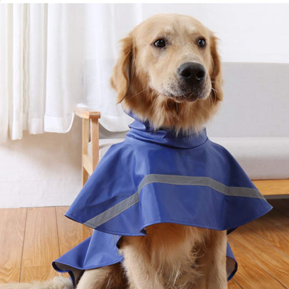 Dog Raincoat Adjustable - Pet Dinosaurs Water Proof Clothes Lightweight Rain Jacket Poncho Hoodies with Strip Reflective Blue