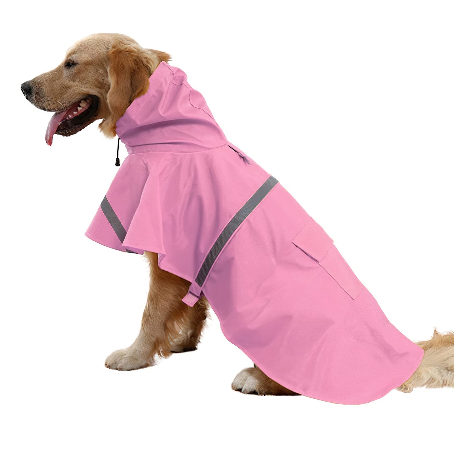 Dog Raincoat Adjustable - Pet Dinosaurs Water Proof Clothes Lightweight Rain Jacket Poncho Hoodies with Strip Reflective Blue