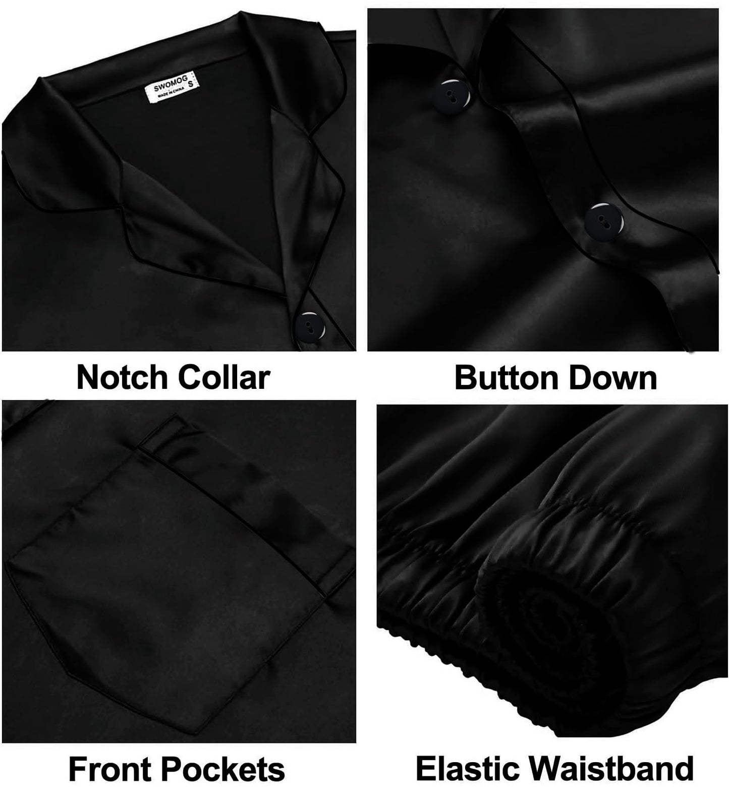 Women & Men Satin Pajamas Set Couple Matching Pajamas Long Sleeve Sleepwear Button Down Loungewear 2 Pcs Pj Set