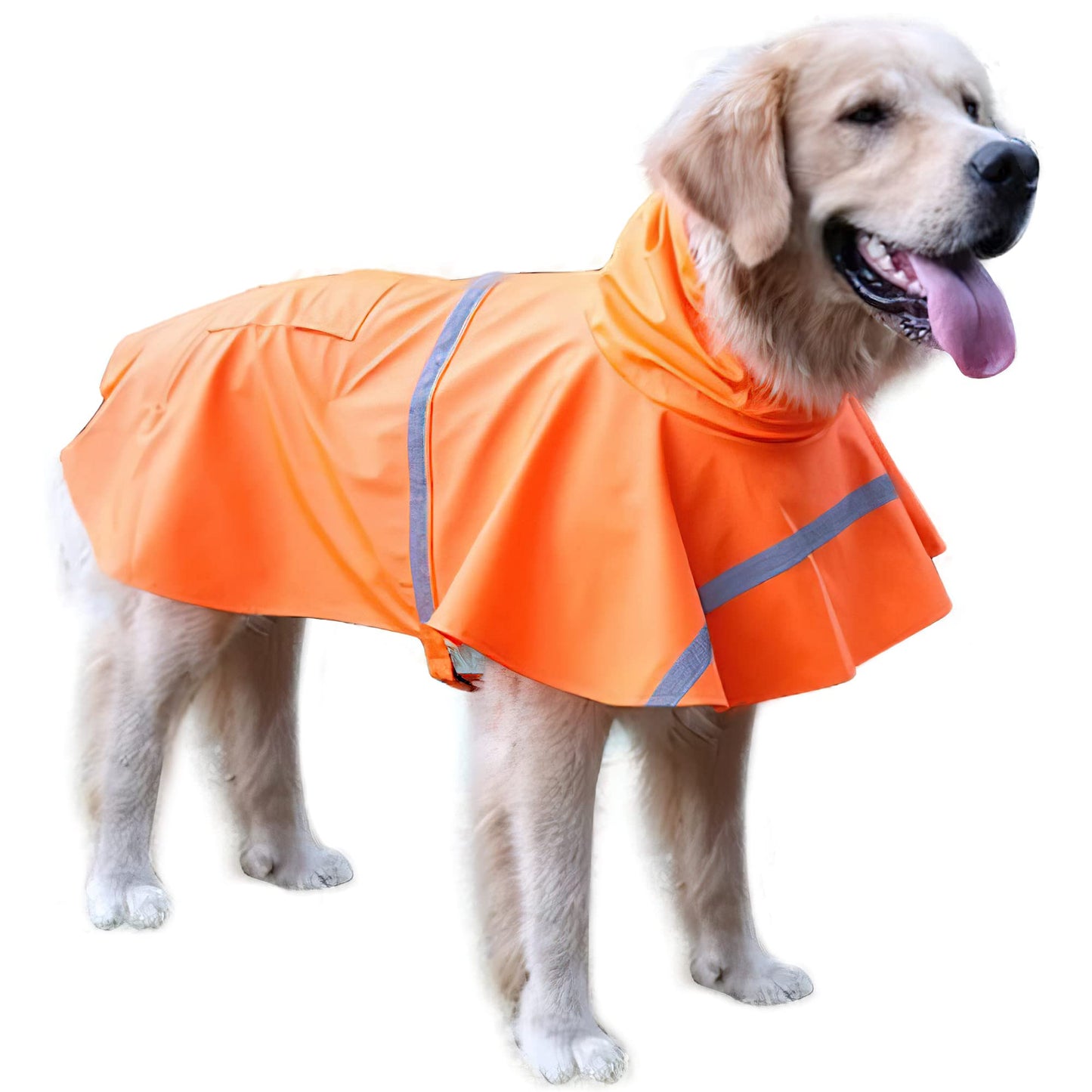Dog Raincoat Adjustable - Pet Dinosaurs Water Proof Clothes Lightweight Rain Jacket Poncho Hoodies with Strip Reflective Blue