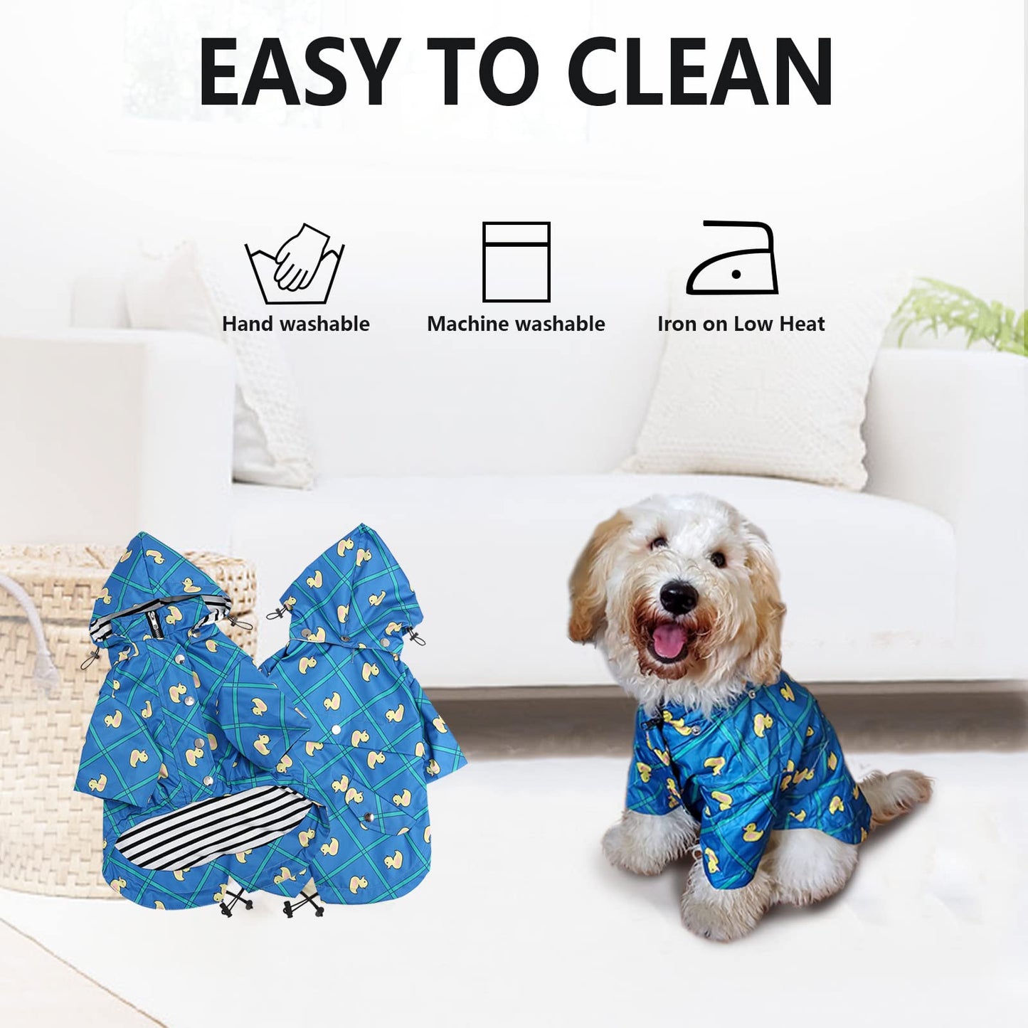 Dog Zip Up Dog Raincoat with Reflective, Rain/Water Resistant, Adjustable Drawstring, Removable Hood, Dog Raincoats with Legs 8lbs to 80lbs Available - Red - Small