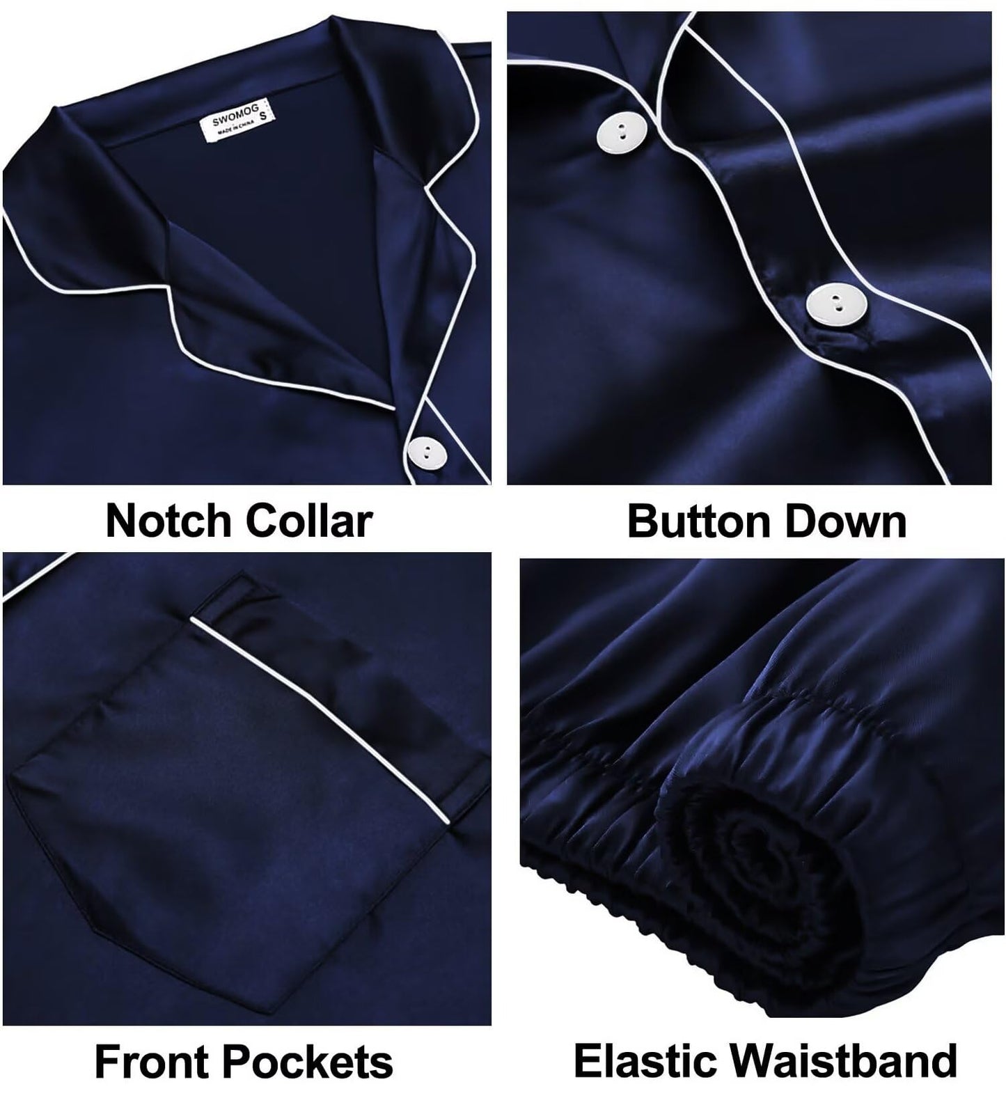 Women & Men Satin Pajamas Set Couple Matching Pajamas Long Sleeve Sleepwear Button Down Loungewear 2 Pcs Pj Set
