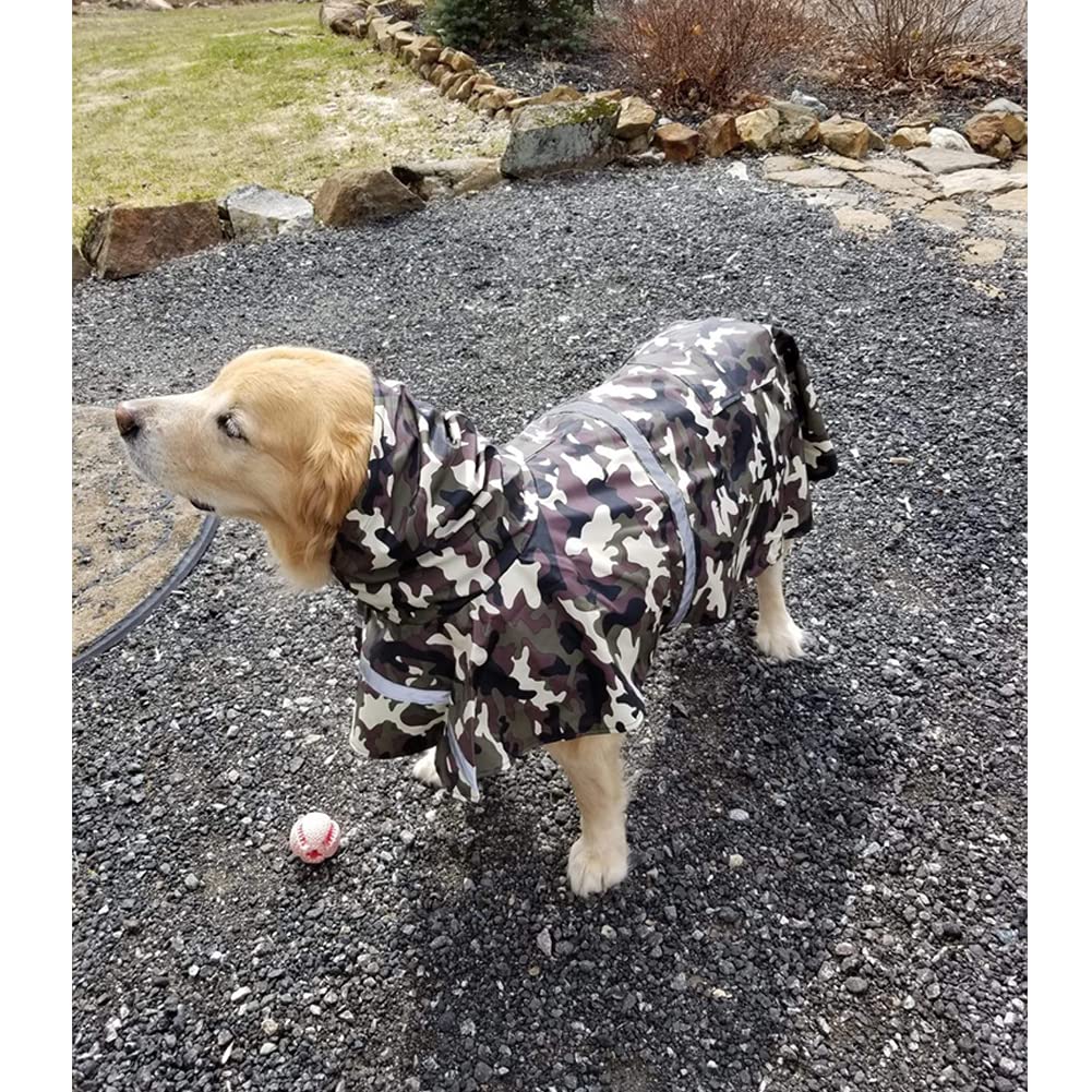 Dog Raincoat Adjustable - Pet Dinosaurs Water Proof Clothes Lightweight Rain Jacket Poncho Hoodies with Strip Reflective Blue