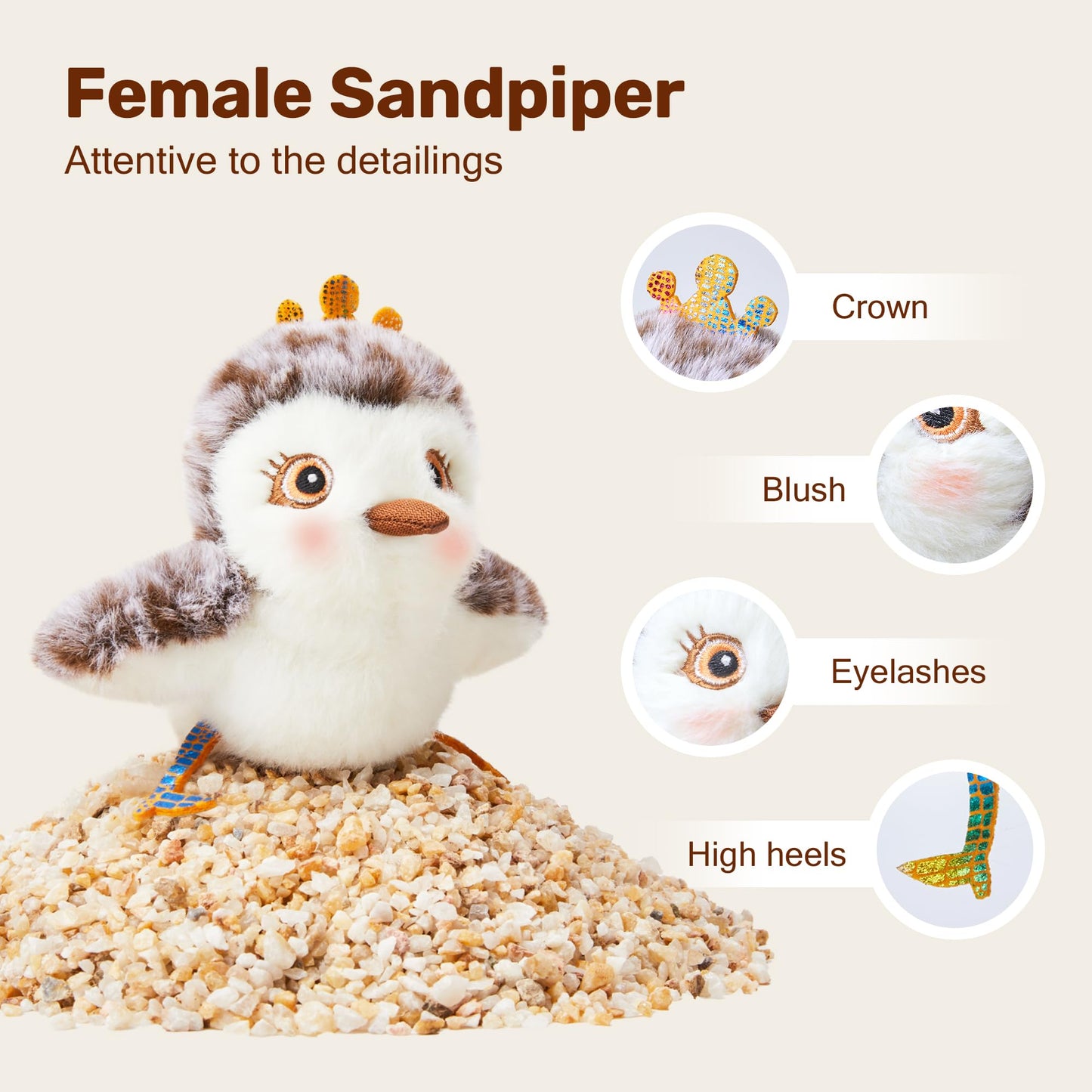 Potaroma Cat Toys Flapping Bird (No Flying), Lifelike Sandpiper Chirp Tweet, Rechargeable Touch Activated Kitten Toy Interactive Cat Exercise Toys for All Breeds Cat Kicker Catnip Toys 4.0"