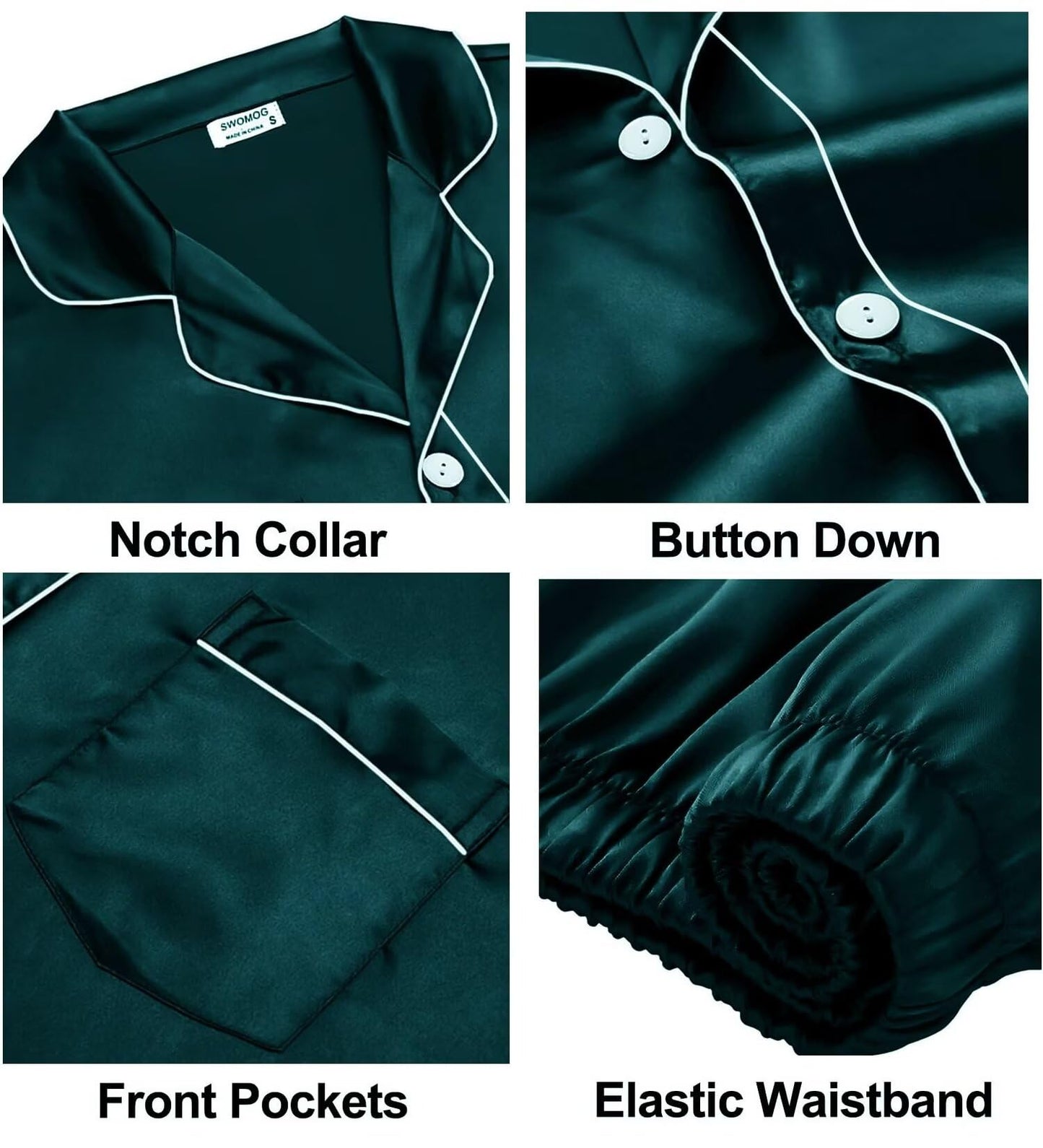 Women & Men Satin Pajamas Set Couple Matching Pajamas Long Sleeve Sleepwear Button Down Loungewear 2 Pcs Pj Set