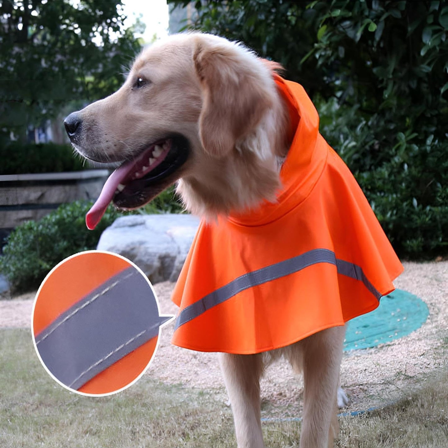 Dog Raincoat Adjustable - Pet Dinosaurs Water Proof Clothes Lightweight Rain Jacket Poncho Hoodies with Strip Reflective Blue