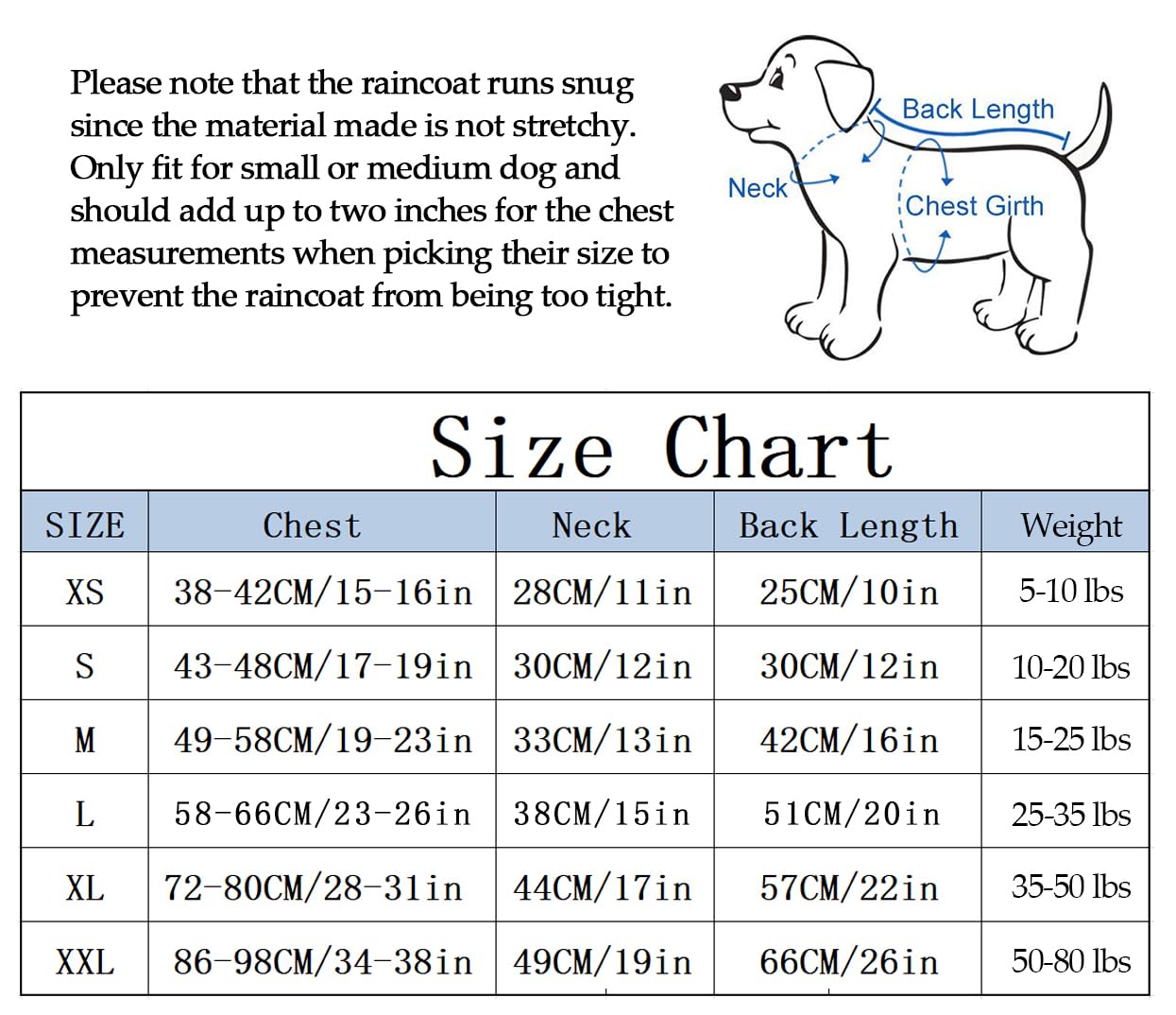Dog Zip Up Dog Raincoat with Reflective, Rain/Water Resistant, Adjustable Drawstring, Removable Hood, Dog Raincoats with Legs 8lbs to 80lbs Available - Red - Small