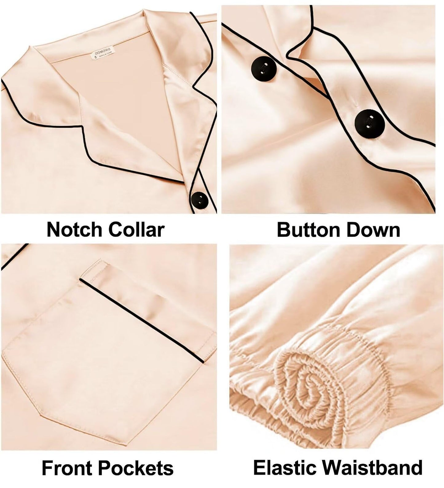 Women & Men Satin Pajamas Set Couple Matching Pajamas Long Sleeve Sleepwear Button Down Loungewear 2 Pcs Pj Set