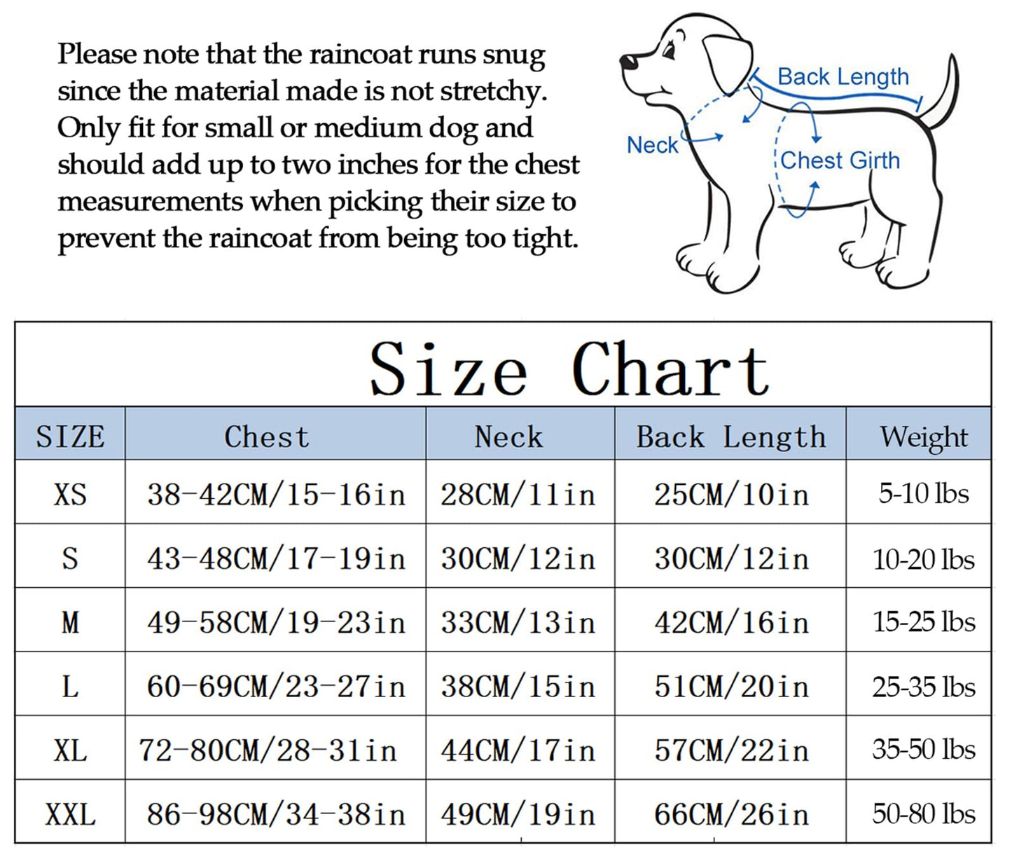 Dog Zip Up Dog Raincoat with Reflective, Rain/Water Resistant, Adjustable Drawstring, Removable Hood, Dog Raincoats with Legs 8lbs to 80lbs Available - Red - Small