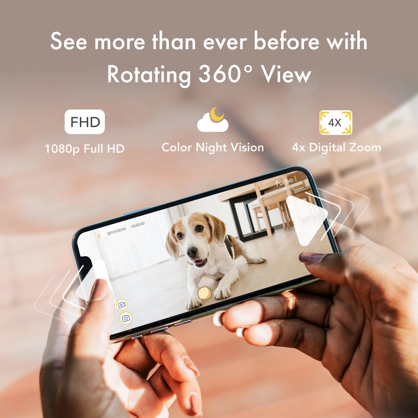 Furbo 360° Dog Camera + Nanny Bundle: Home Security & Dog Safety Alerts, Rotating Pet Treat Dispenser Camera with Speaker, Smart Home Indoor Cam w Phone App (Additional Subscription Required at Setup)