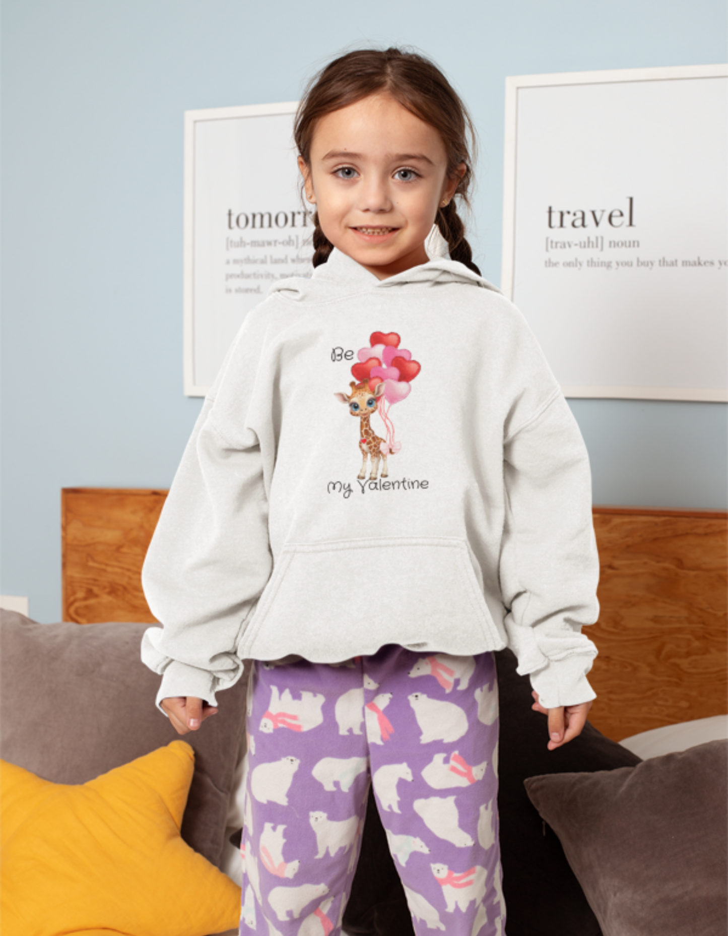 Giraffee Valentine Gildan Kids Heavy Blend Fleece Crew