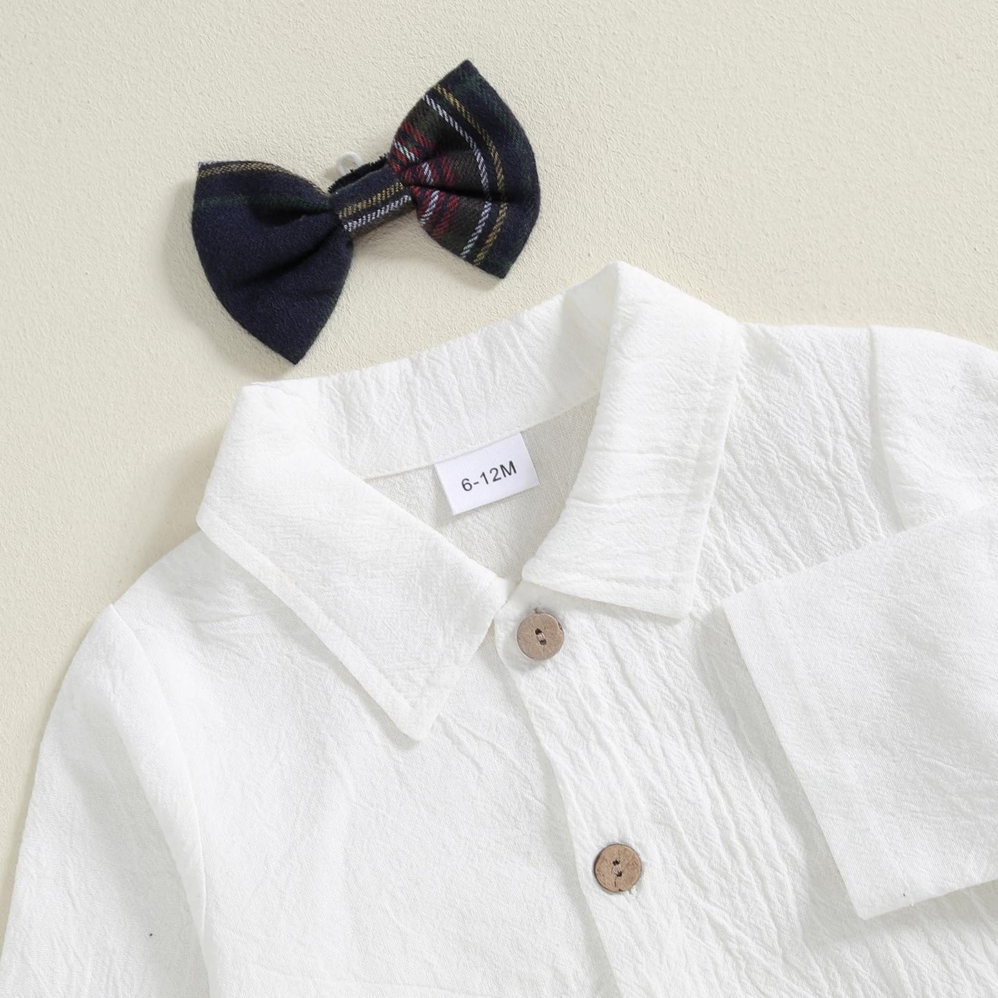 Newborn Baby Boy Gentleman Long Sleeve Bow Tie Romper Plaid Suspender Pants 2Pcs Christmas Clothes Set