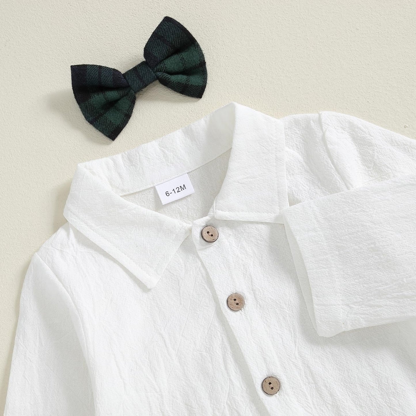 Newborn Baby Boy Gentleman Long Sleeve Bow Tie Romper Plaid Suspender Pants 2Pcs Christmas Clothes Set