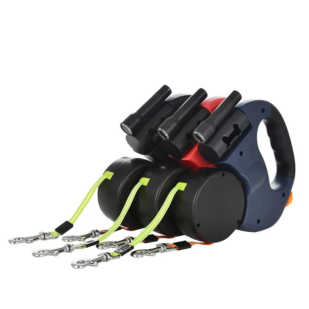 Retractable small dog double Pet Leash with light