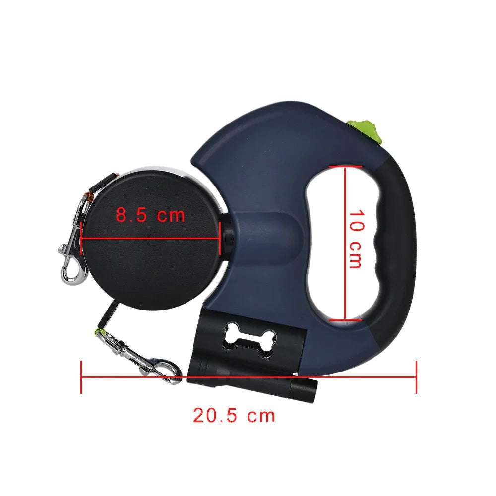 Retractable small dog double Pet Leash with light