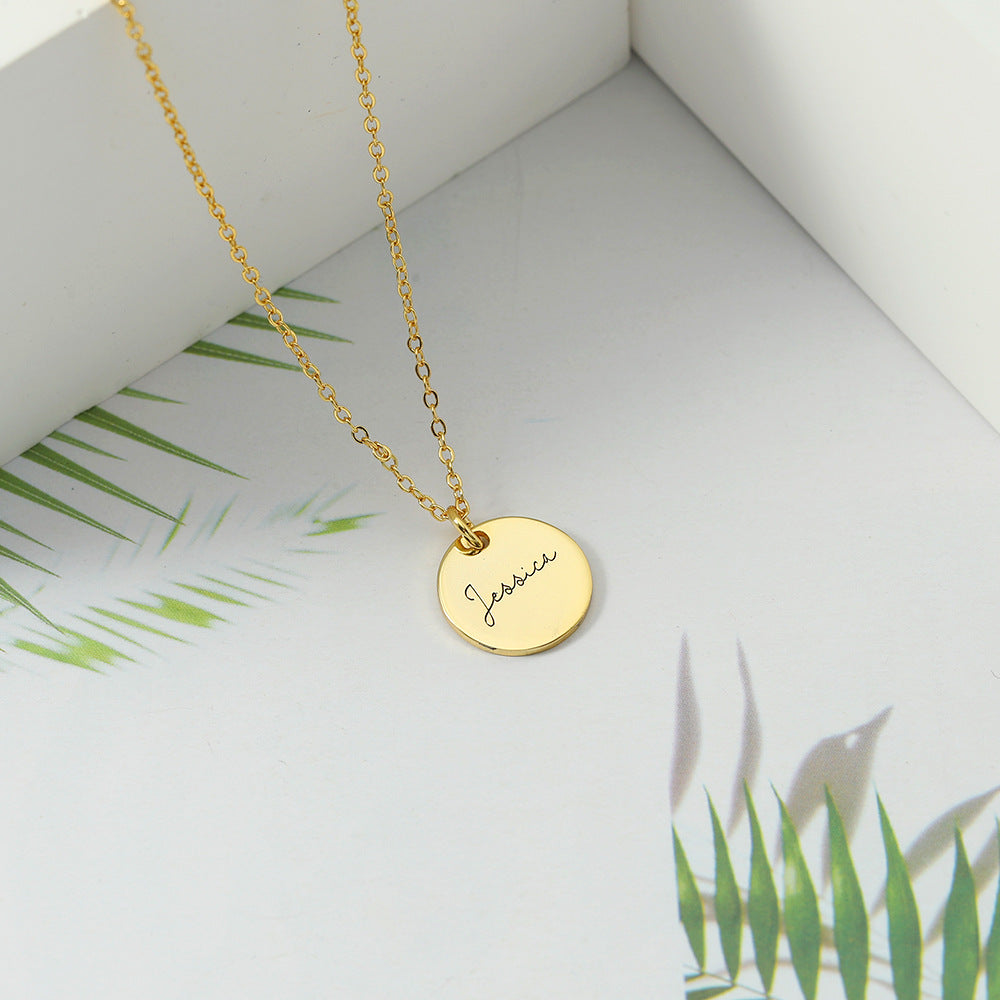 Noble and exquisite Round Plate Customized name Necklace