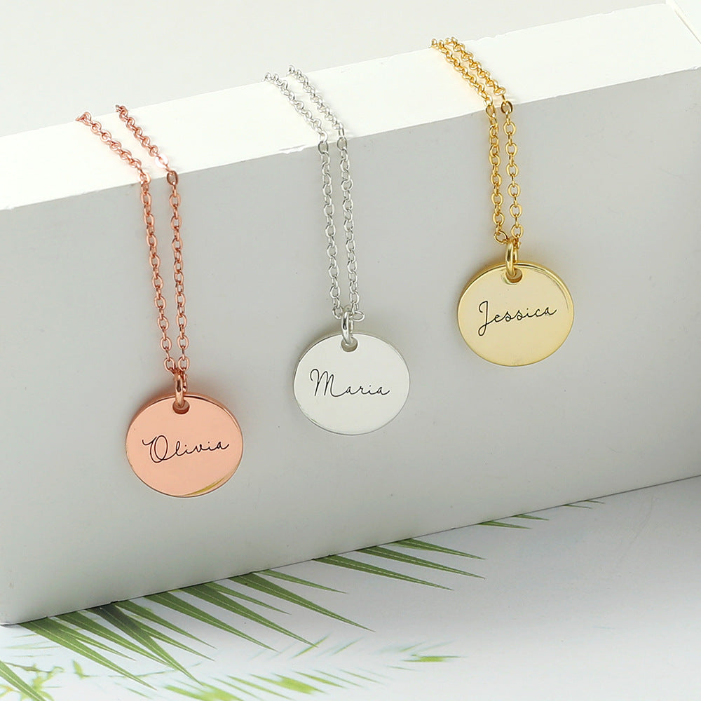 Noble and exquisite Round Plate Customized name Necklace