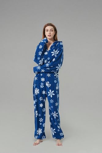 XMAS Women's & Men's Hooded Fleece Onesies One-Piece Pajamas