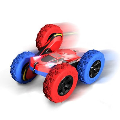 Threeking RC Stunt Cars Remote Control Car Double-Sided Driving 360-degree Flips Rotating Car Toy, Green