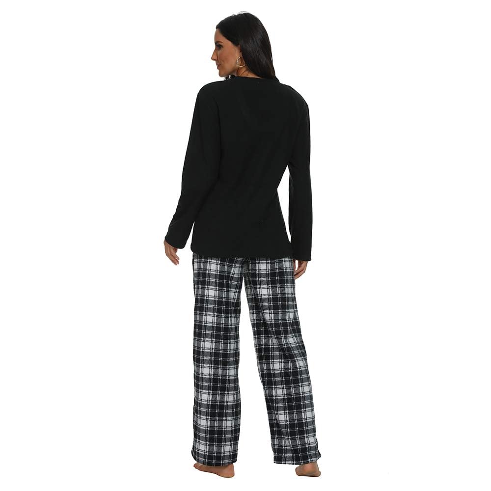 Couple Pajama Sets, Plaid Pajama Set for Men and Women Soft Warm Pjs Set