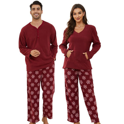 Couple Pajama Sets, Plaid Pajama Set for Men and Women Soft Warm Pjs Set