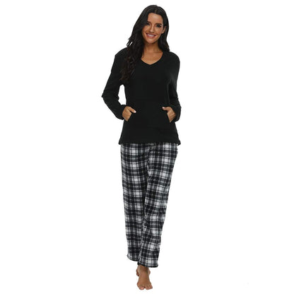 Couple Pajama Sets, Plaid Pajama Set for Men and Women Soft Warm Pjs Set