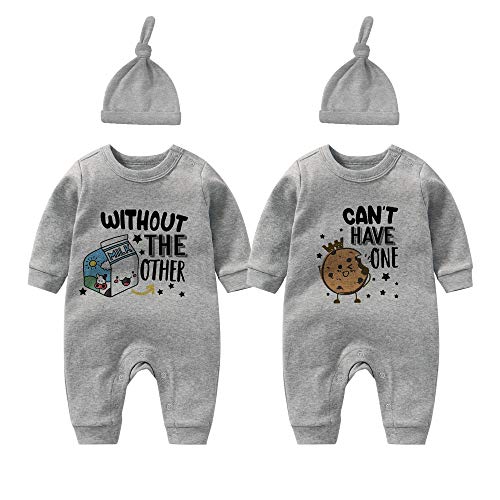 Baby Twins Bodysuits Cookie Milk Infant Baby Clothes Unisex Twin Baby Rompers Cute Outfits With Hat