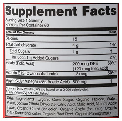 Goli Nutrition World's First Apple Cider Vinegar Gummies 60 Count,