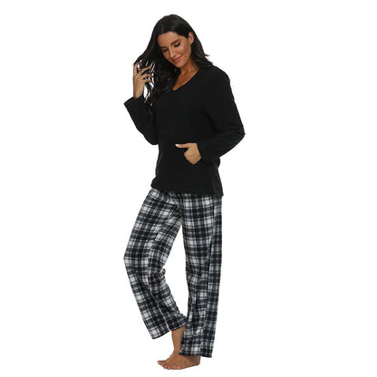 Couple Pajama Sets, Plaid Pajama Set for Men and Women Soft Warm Pjs Set