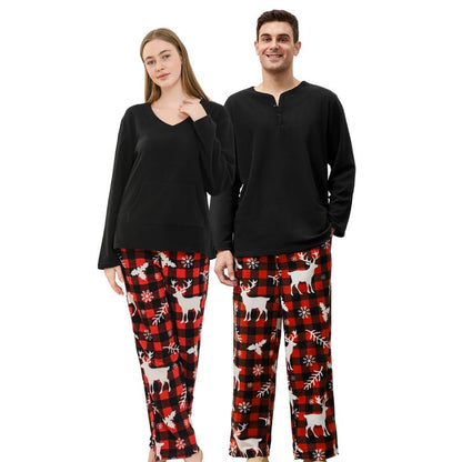 Couple Pajama Sets, Plaid Pajama Set for Men and Women Soft Warm Pjs Set