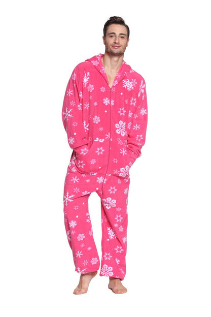 XMAS Women's & Men's Hooded Fleece Onesies One-Piece Pajamas