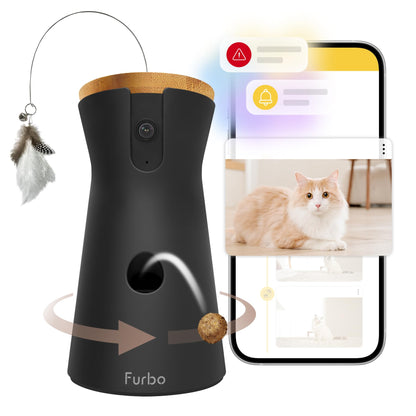 Furbo 360° Dog Camera + Nanny Bundle: Home Security & Dog Safety Alerts, Rotating Pet Treat Dispenser Camera with Speaker, Smart Home Indoor Cam w Phone App (Additional Subscription Required at Setup)