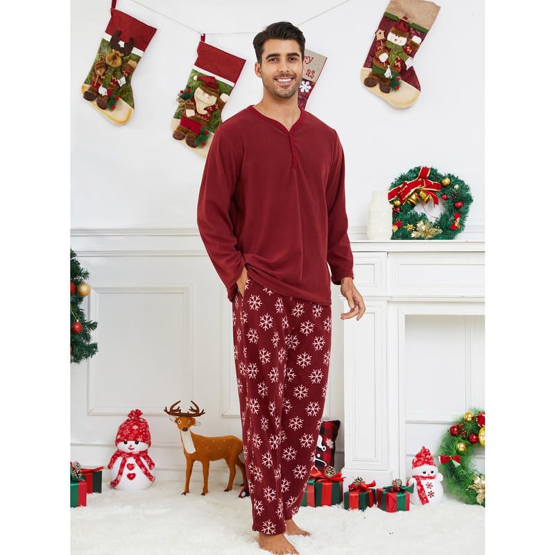 Couple Pajama Sets, Plaid Pajama Set for Men and Women Soft Warm Pjs Set