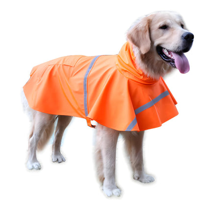 Dog Raincoat Adjustable - Pet Dinosaurs Water Proof Clothes Lightweight Rain Jacket Poncho Hoodies with Strip Reflective Blue