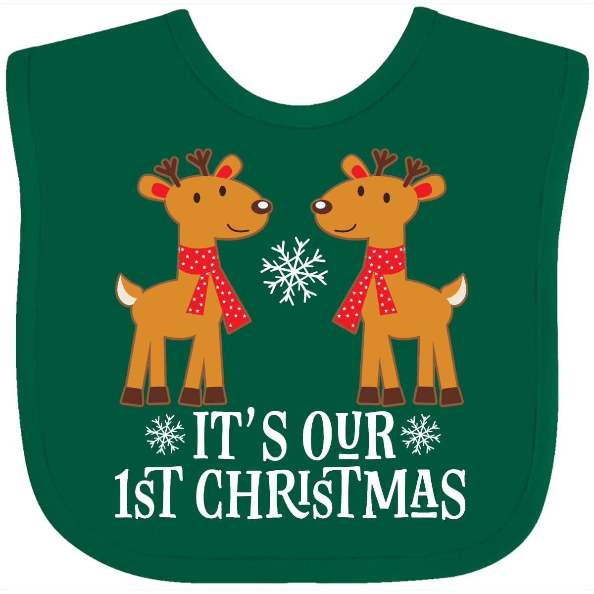 inktastic Twins Our 1st Christmas Reindeer Baby Bib