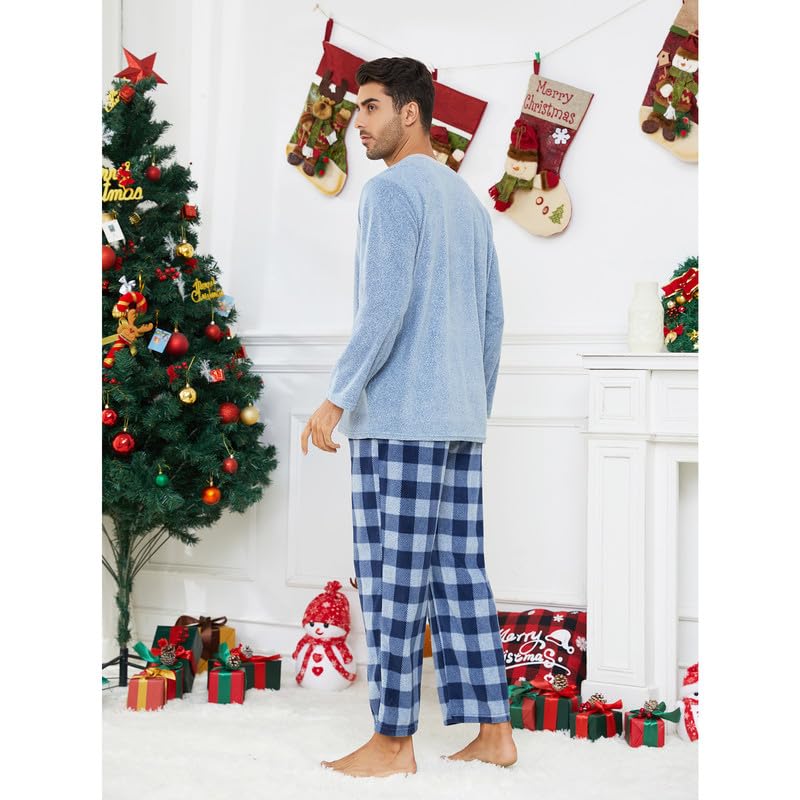 Couple Pajama Sets, Plaid Pajama Set for Men and Women Soft Warm Pjs Set