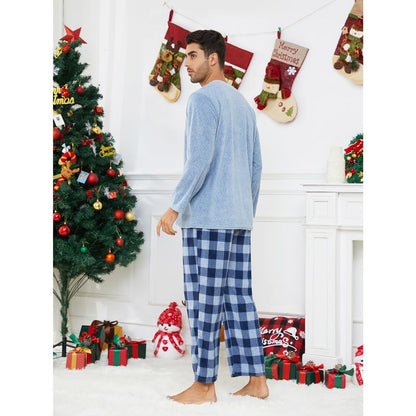 Couple Pajama Sets, Plaid Pajama Set for Men and Women Soft Warm Pjs Set