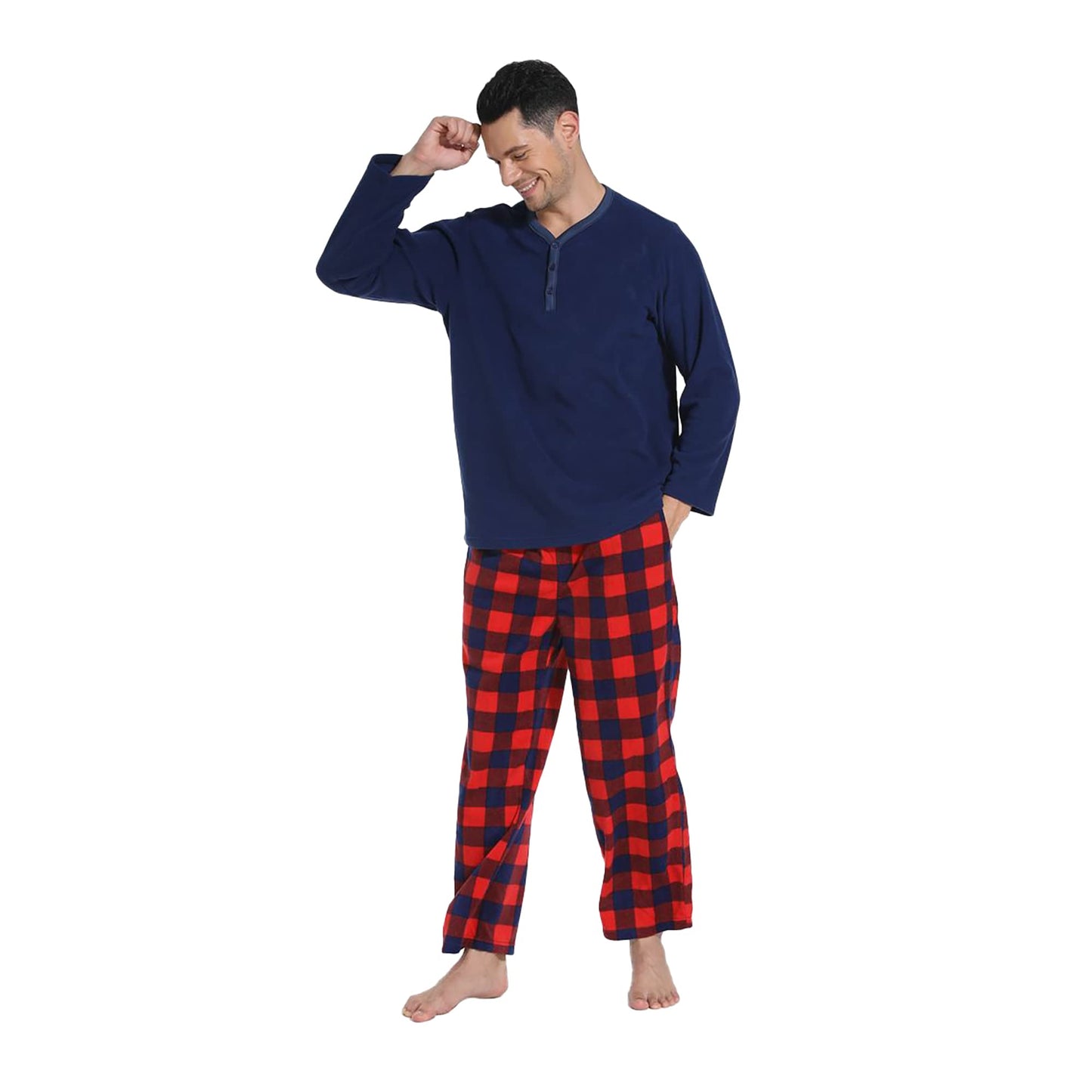 Couple Pajama Sets, Plaid Pajama Set for Men and Women Soft Warm Pjs Set