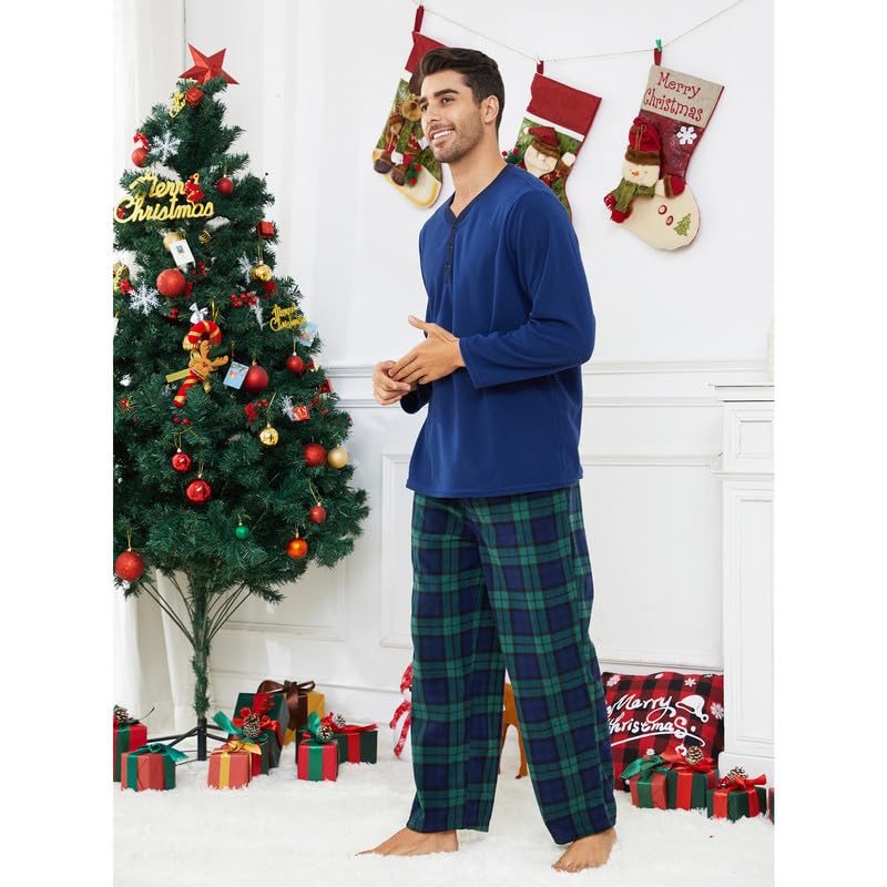 Couple Pajama Sets, Plaid Pajama Set for Men and Women Soft Warm Pjs Set