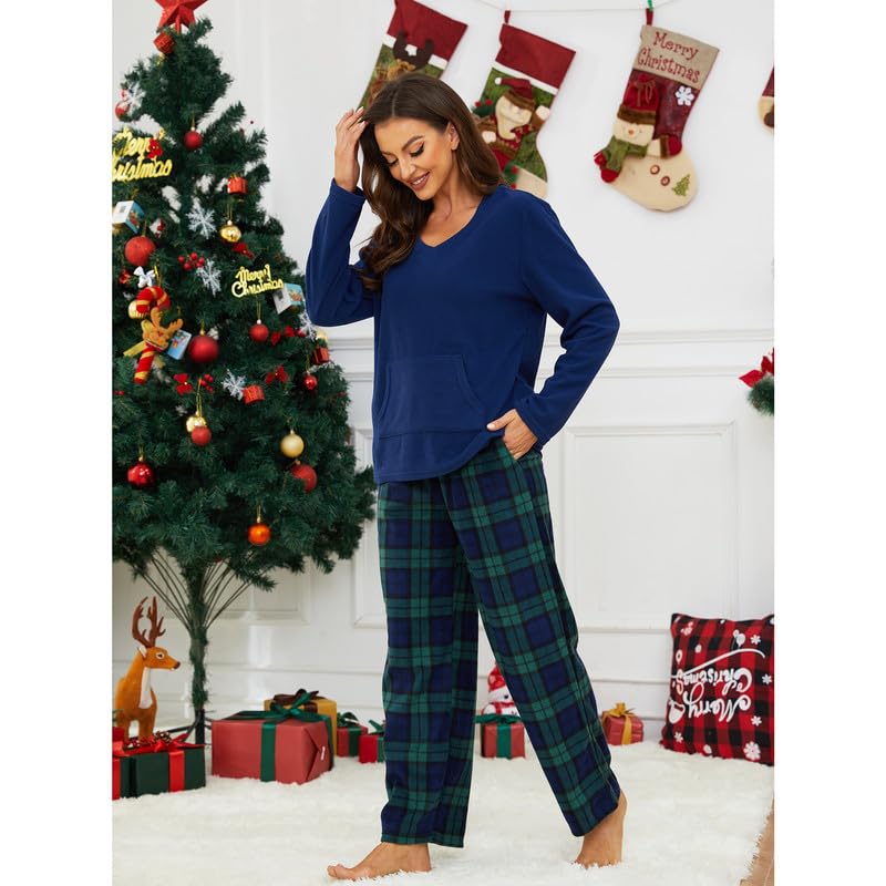 Couple Pajama Sets, Plaid Pajama Set for Men and Women Soft Warm Pjs Set