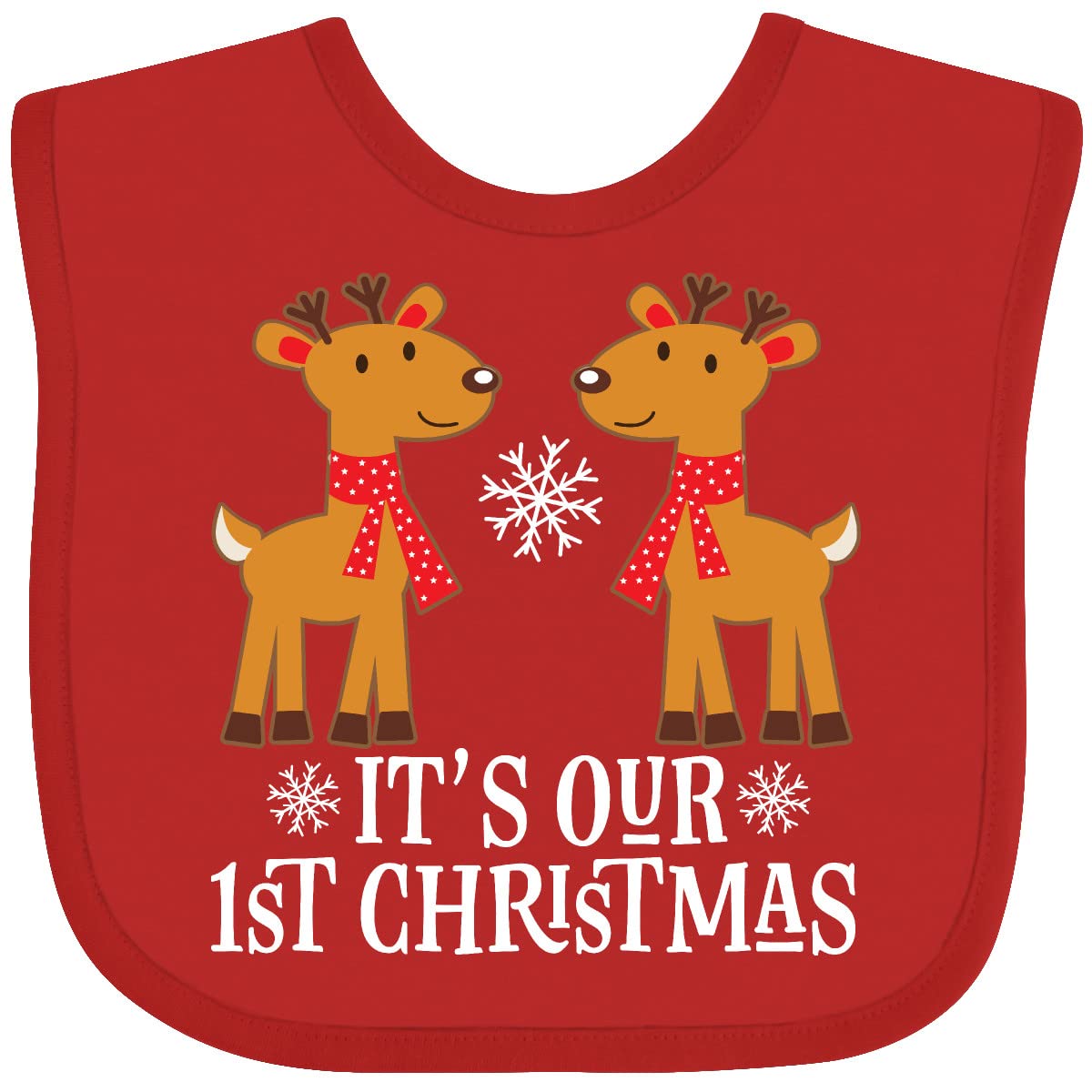 inktastic Twins Our 1st Christmas Reindeer Baby Bib