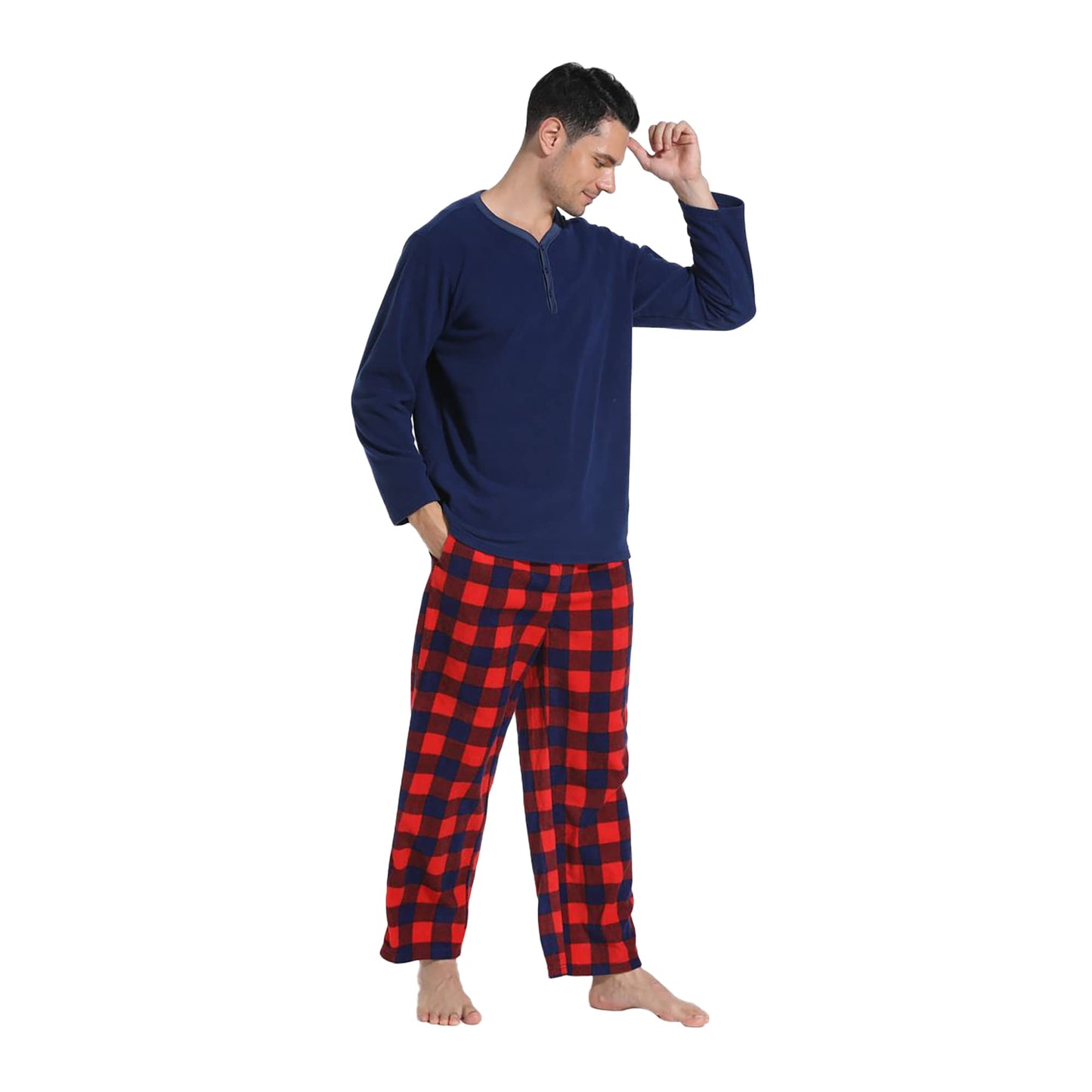 Couple Pajama Sets, Plaid Pajama Set for Men and Women Soft Warm Pjs Set