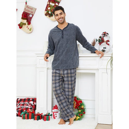 Couple Pajama Sets, Plaid Pajama Set for Men and Women Soft Warm Pjs Set