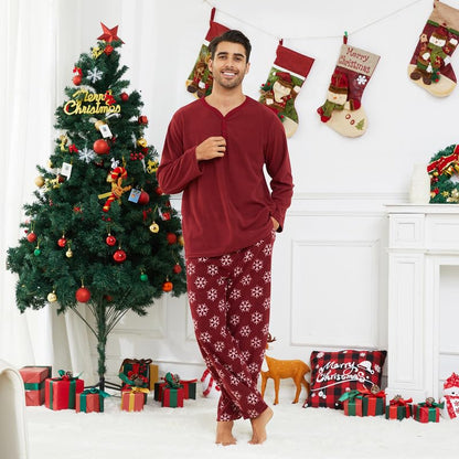 Couple Pajama Sets, Plaid Pajama Set for Men and Women Soft Warm Pjs Set